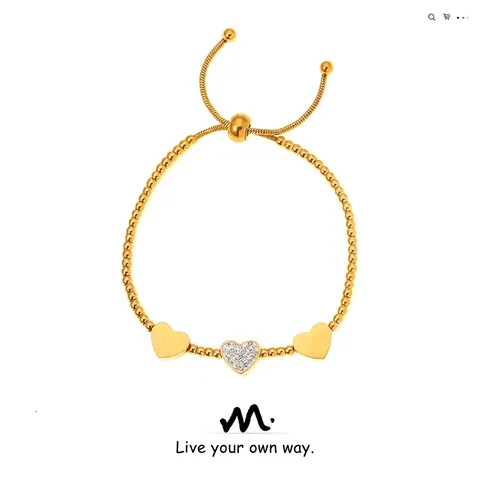 Titanium Staal Goud Hart Hanger Strass Kraal Armband Voor Vrouwen Mode Elegant Verstelbare Slangenketting Sieraden Cadeau