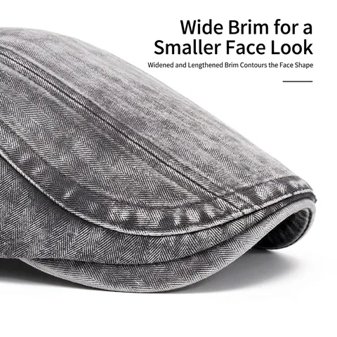 Vintage Flat Cap Gewassen Katoen Denim Verstelbare Metalen Gesp Heren Dames Forward Beret Hat