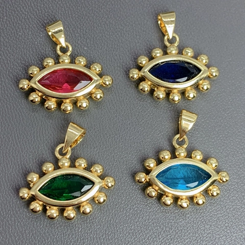 Evil Eye Pendant Necklace Gold Plated Copper Colorful Zircon Crystal Micro Pave Jewelry For Women Trendy Fashion Accessory