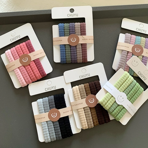 Ribbed Elastic Hair Ties Seamless High Stretch Ponytail Holders Minimalist Solid Color Hair Bands For Women Girls