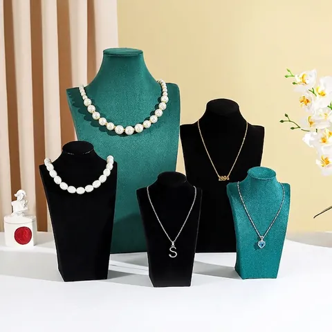 Necklace Display Stand Bust Mannequin Velvet Linen Leather For Jewelry Storage Retail Showcase Elegant Portrait Neck Prop