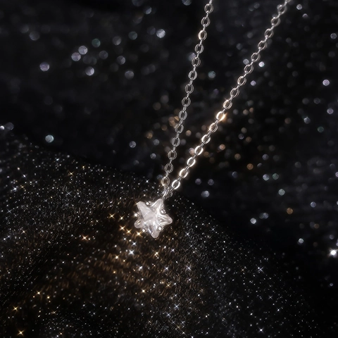 Collier Pendentif Étoile en Argent Sterling S999 Avec Zirconia Étincelant Style Coréen Minimaliste Bijoux de Mode de Luxe Pour Femmes