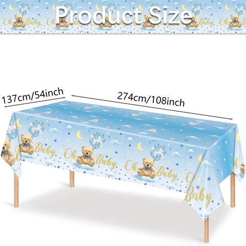 Einweg Plastik Tischdecke Wasserdicht Rechteckig Teddybär Oh Baby Druck Party Dekoration Für Baby Shower Geburtstag