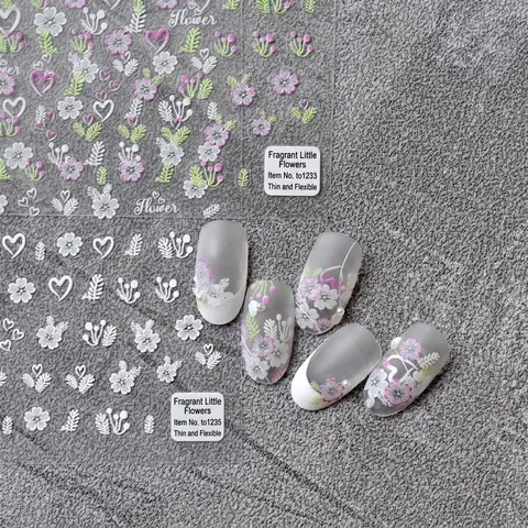 Nagelaufkleber Ultradünn Robust Selbstklebend Blumen Herz Tulpen Muster DIY Maniküre Abziehbilder Elegant Süß
