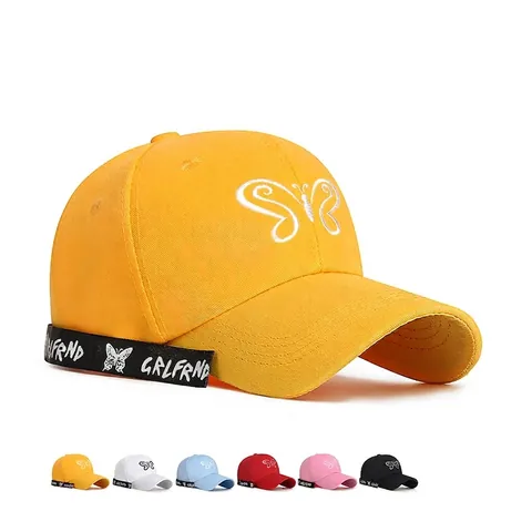 Casquette De Baseball Broderie Papillon Polyester Pare-soleil Réglable Ruban Lettre Streamer Chapeau Streetwear