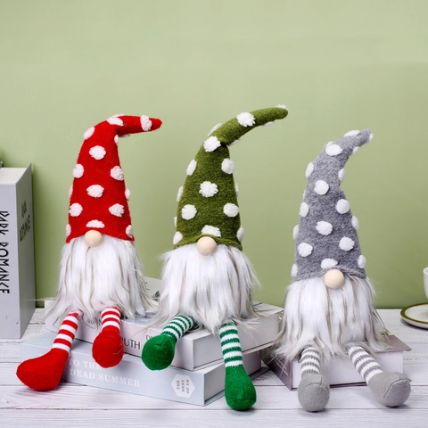 Weihnachtsgnome Rudolf Gesichtslose Puppe Lange Beine Punktierter Strickhut Plüsch Home Ornament Skandinavisches Dekor