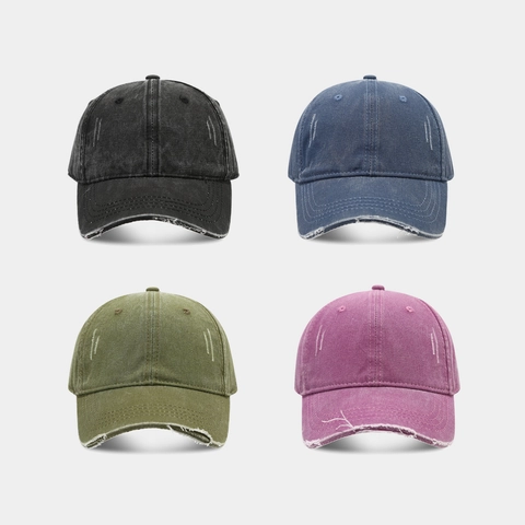 Casquette De Baseball En Coton Lavé Vintage Distressed Déchirée Ajustable Chapeau Soleil Rétro Pour Hommes Femmes