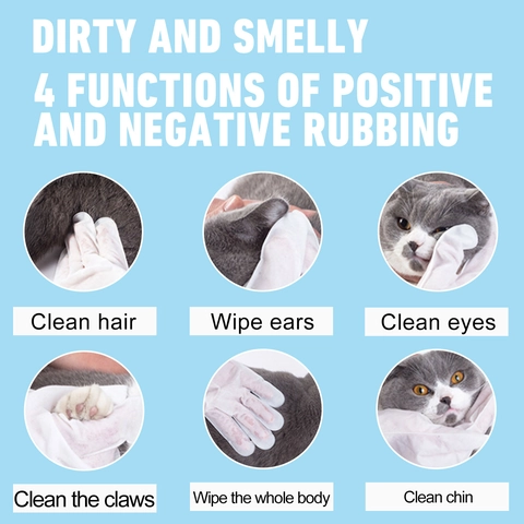 Waterloze Schoonmaakhandschoenen Voor Huisdieren Honden Katten Lichaam Oog Oor Poot Verzorging Non Woven Deodoriserend Kruidenextract Draagbaar