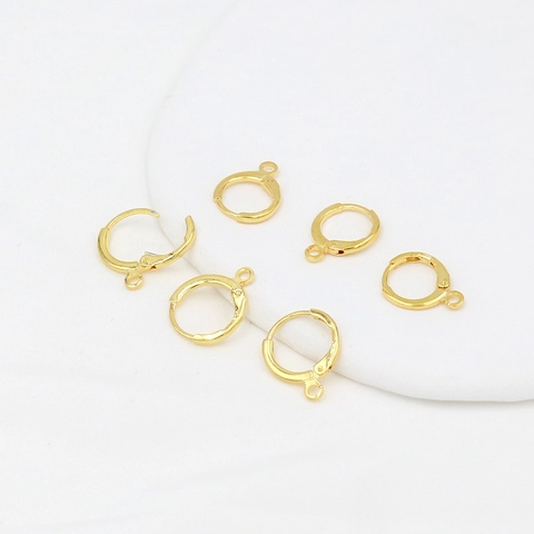 Round Lever Back Earring Hoops With Hanging Ring 18K Gold Plated Copper DIY Jewelry Findings Smooth Loop Buckles