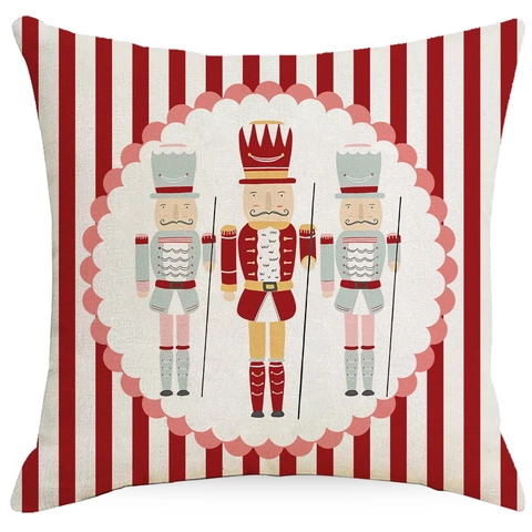 Federa Per Cuscino In Lino Schiaccianoci Di Natale Copricuscino Decorativo Per Divano Soggiorno Decorazione Invernale