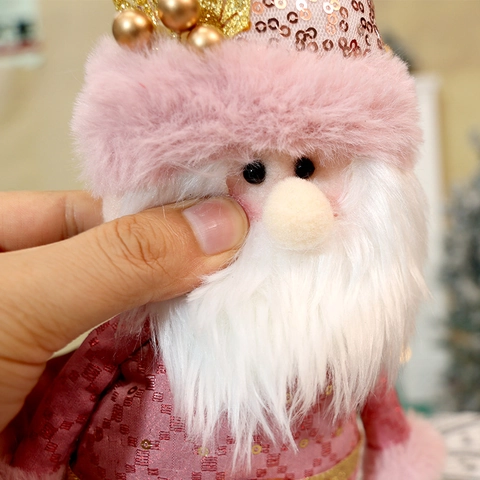 Rosa Pailletten Weihnachten Plüschpuppe Weihnachtsmann Schneemann Rentier Weiche Tischdekoration Feiertag Geschenk