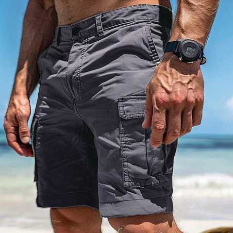 Men's Vintage Cargo Shorts Cotton Blend Multi-Pocket Outdoor Casual Half Pants Sports Shorts For Summer Beach Hiking Bottoms