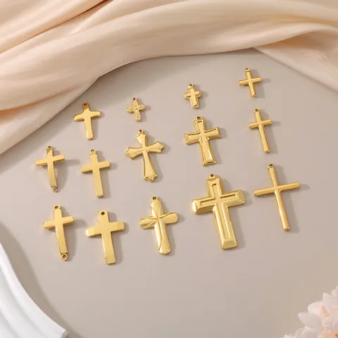 Kreuz Anhänger Für Schmuckherstellung Edelstahl Vergoldet Minimalistische Religiöse Kruzifix Charms DIY Halskette Zubehör
