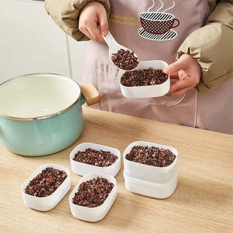 Reis Portionierer Lebensmittelbehälter Kunststoff Mikrowellenfest Gefriergeeignet Meal Prep Organizer Stapelbar Rechteckig