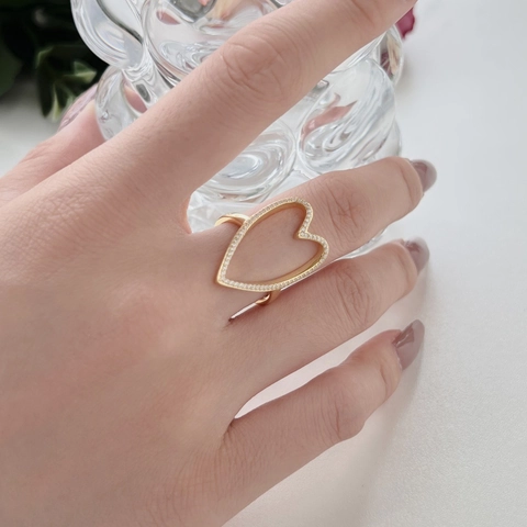 925 Sterlingsilber Herz Hohl Ring Zirkonia Pavé Eingelegt Ins Stil Personalisierte Gold Platin Fingerring Für Damen Mode Schmuck