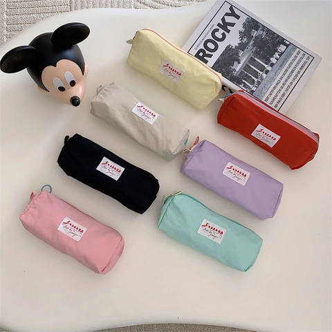 Macaron Kleur Etui Cosmetische Tas Draagbare Polyester Stof Rits Opbergtas Multifunctioneel Voor Dames
