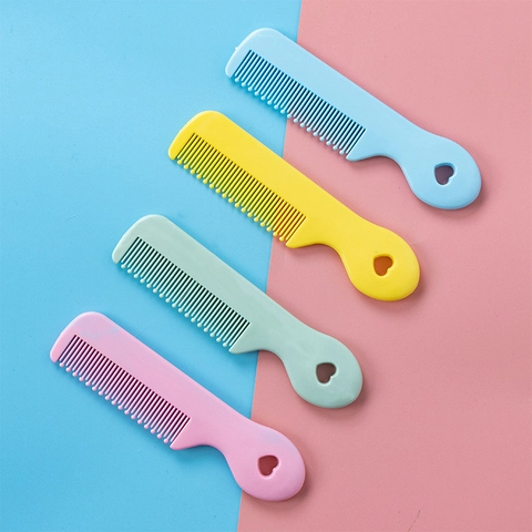 Baby Hair Comb Plastic Round Teeth Newborn Toddler Hairbrush Gentle Scalp Care Heart Shape Handle Cute Styling Tool