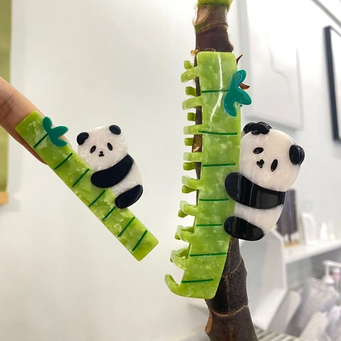 Molletta Per Capelli Panda Bambù Acetato Animale Cartone Animato Accessorio Per Capelli Versatile Per Donne Ragazze