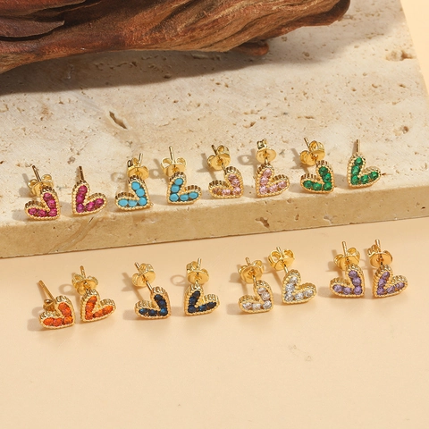 Hart Knopoorbellen Koper Zirkoon Micro Ingelegd Exquise Retro Sieraden Voor Vrouwen