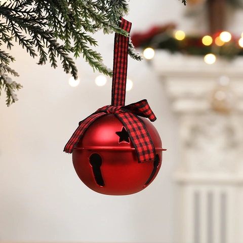 Ornamenti Appesi Di Natale Campana Di Metallo Renna Peluche Pupazzo Di Neve Decorazione Albero Nastro Scozzese Bottoni In Legno