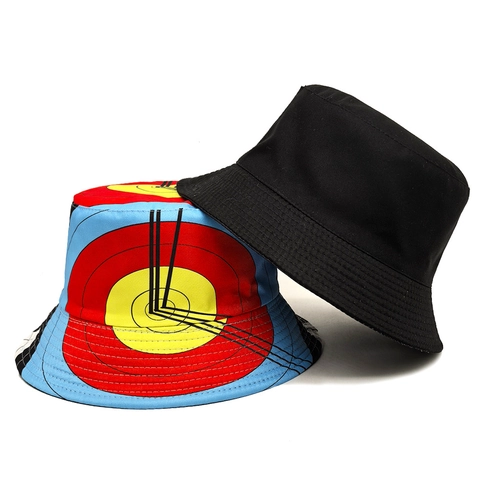Omkeerbare Vissershoed Polyester Doelpatroon Zonbescherming Retro Uniseks Outdoorhoed