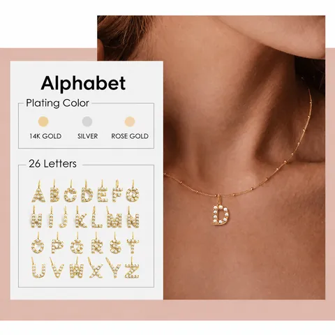 Collier Pendentif Alphabet en Acier Inoxydable Minimaliste Élégant Collier Chaîne à Billes Lettre Incrustée de Perles Artificielles pour Hommes Femmes Bijoux
