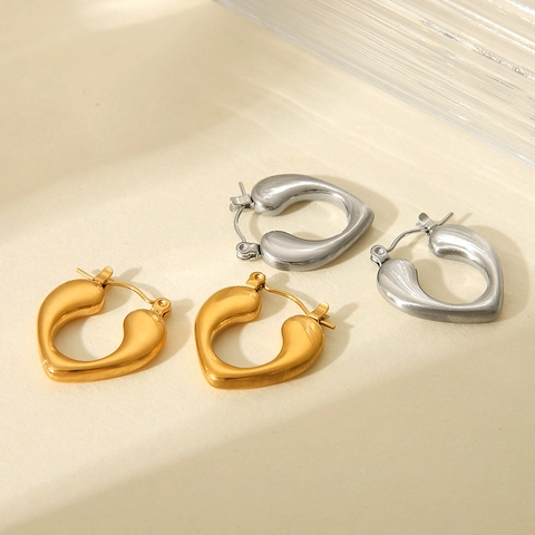 Geometrische Hart Hoop Oorbellen Roestvrij Staal Grove Goud Zilver Verguld Hypoallergeen Mode Sieraden Voor Vrouwen