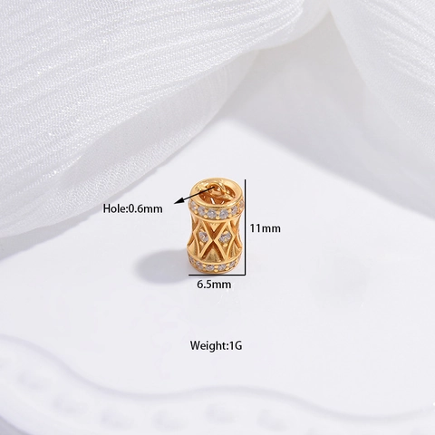 925 Sterlingsilber Hohle Tonnenperle Mit Zirkonia-Eingelegt Rautenmuster DIY Schmuckanhänger Für Armband Halskette Zubehör