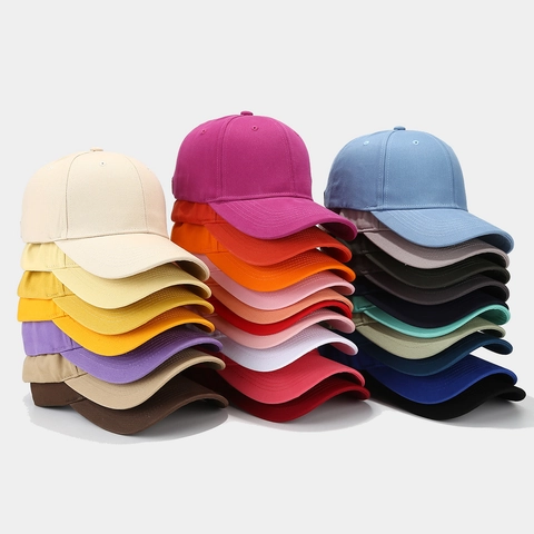 Solid Cotton Baseball Cap Curved Brim Adjustable Sun Hat Casual Sports For Men Women