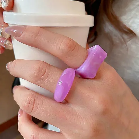 Aesthetic Acrylic Resin Rings Square Round Geometric Minimalist INS Style Fashion Jewelry Accessories For Women