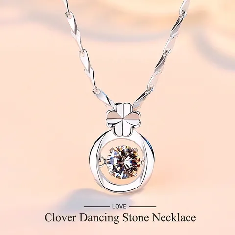 999 Sterlingsilber Tanzendes Vierblättriges Kleeblatt Anhänger Kette Für Damen S999 Feinsilber Schlüsselbeinkette Zirkonia Schmuck