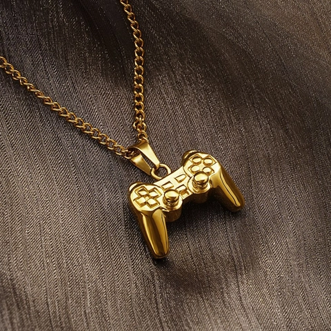 Game Controller Pendant Necklace Stainless Steel Hip Hop Retro Punk Style Jewelry For Men Women Gamers