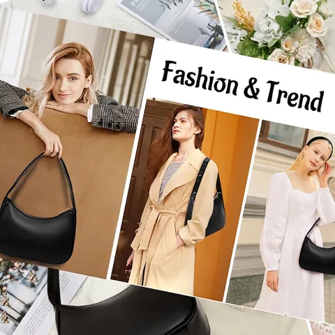 Women PU Leather Underarm Bag Minimalist Half Moon Hobo Shoulder Purse Retro Daily Casual Fashion Handbag