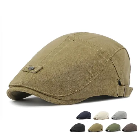 British Retro Flat Cap Linen Polyester Blend Adjustable Breathable Vintage Ivy Hat Casual For Men Women
