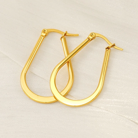 Pendientes De Aro Minimalistas En Forma De U Acero Inoxidable Chapado En Oro De 18K Joyas Moda Geométricas Pulidas Espejo