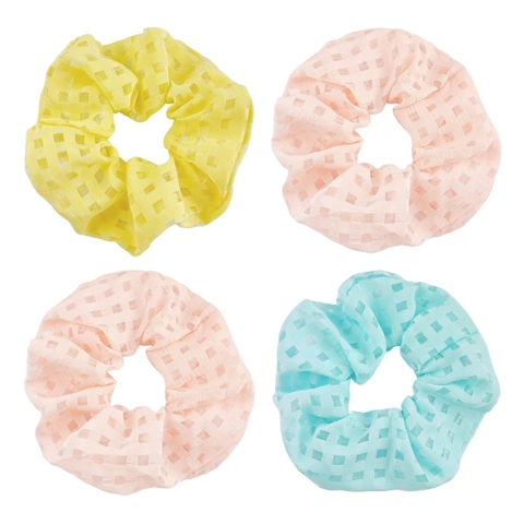 Women Plaid Checkered Organza Scrunchie Elastic Hair Tie Large Ponytail Holder Fashion Fabric Hair Rope Headwear Accessories