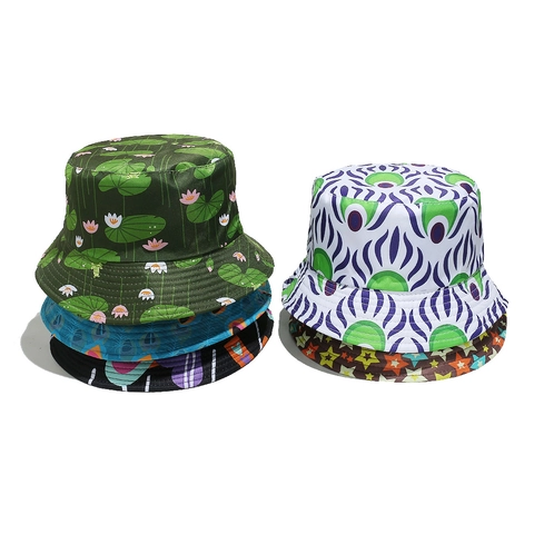Cappello Da Pescatore Poliestere Stampato Protezione Solare Aperto Estate Casual Cappello Da Sole Per Donne Uomini Motivo Novità Leggero