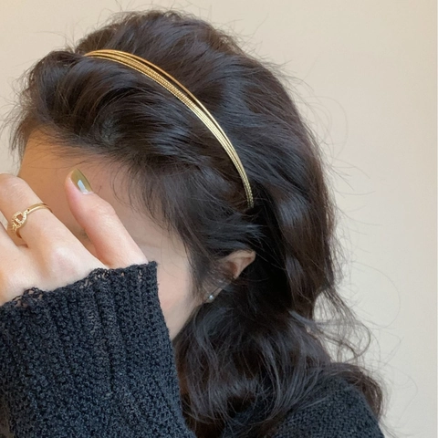 Multi Layer Gold Legierung Stirnband Feines Metall Haarband Minimalistischer Geometrischer Haarreif Für Frauen Täglicher Dekor
