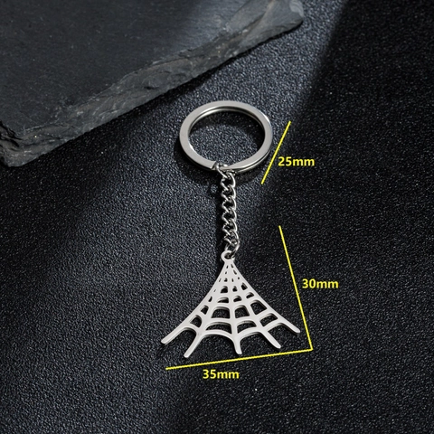 Stainless Steel Creative Musical Instrument Keychain Spider Web Guitar Trumpet Microphone Tiger Pendant Keyring For Couples Gift