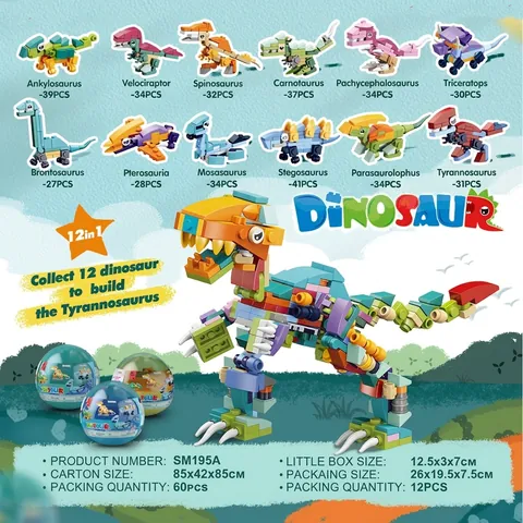 Giocattoli Di Blocchi Di Costruzione Di Dinosauri Gashapon In Plastica Modelli Educativi Assemblabili Regalo Bambini Trasformazione Multipla
