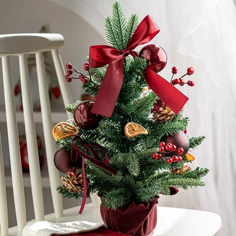 Mini Árbol De Navidad Decoración De Mesa PVC Pino Artificial Con Base De Arpillera Estilo Nórdico Adorno Navideño