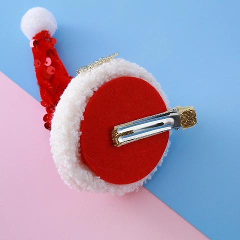 Natale Mini Cappello Cerchietto Fermaglio Per Capelli Paillettes Peluche Cappello Dimensionale Accessori Capelli Festa Bambini Ragazze