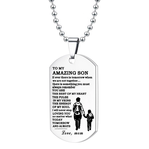 Inspirational Dog Tag Necklace And Keychain Stainless Steel Engraved Quote Pendant Gift For Son Daughter From Mom Dad