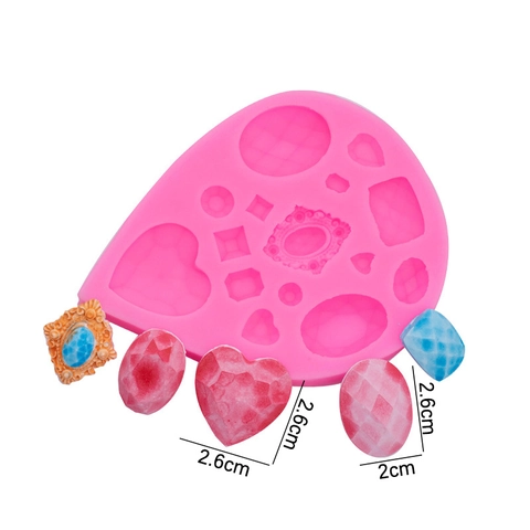 Gemstone Shapes Jewelry Silicone Mold DIY Resin Casting Heart Oval Rectangle Multi Hole Crafting Fondant Decorating