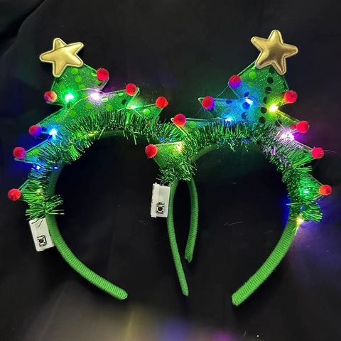 LED Weihnachts Stirnband Leuchtendes Geweih Rentier Weihnachtsmann Schneemann Lametta Haarreif Party Kostüm Zubehör Für Kinder Erwachsene