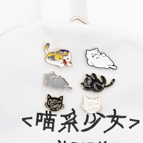 Simpatiche Spille In Smalto Gatto Cartone Animato Lega Goccia Olio Distintivo Per Zaino Abbigliamento Gioielli Kawaii