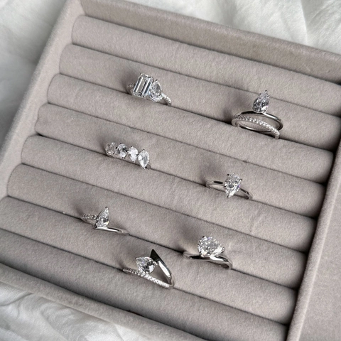 8A Ice Flower Pear Cut Zircon Ring 925 Sterling Silver Water Drop Luxury High End Fashion Jewelry For Women