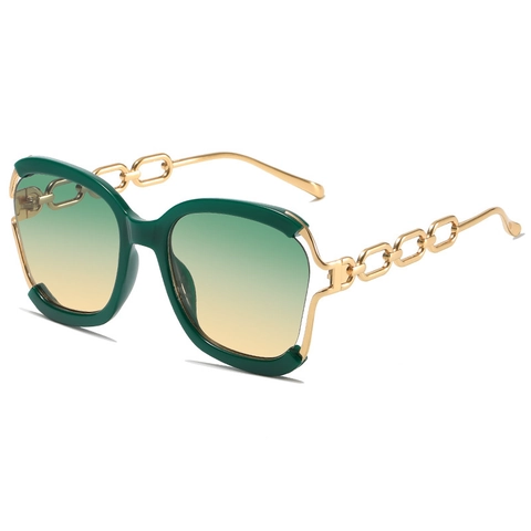Occhiali Da Sole Quadrati Oversize Retro Protezione UV400 Aste A Catena In Metallo Lenti PC Trendy Chic Per Donna Uomo