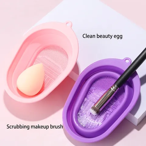 Makeup Brush Cleaner Silicone Folding Washing Bowl Scrubber For Beauty Blender Sponge And Brushes Portable Cleaning Tool