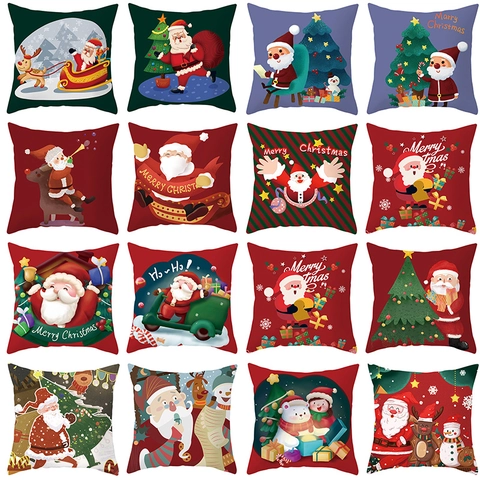 Kerstman Kussensloop Perzikhuid Fluweel Cartoon Decoratieve Kussenhoes Feestelijke Woondecoratie